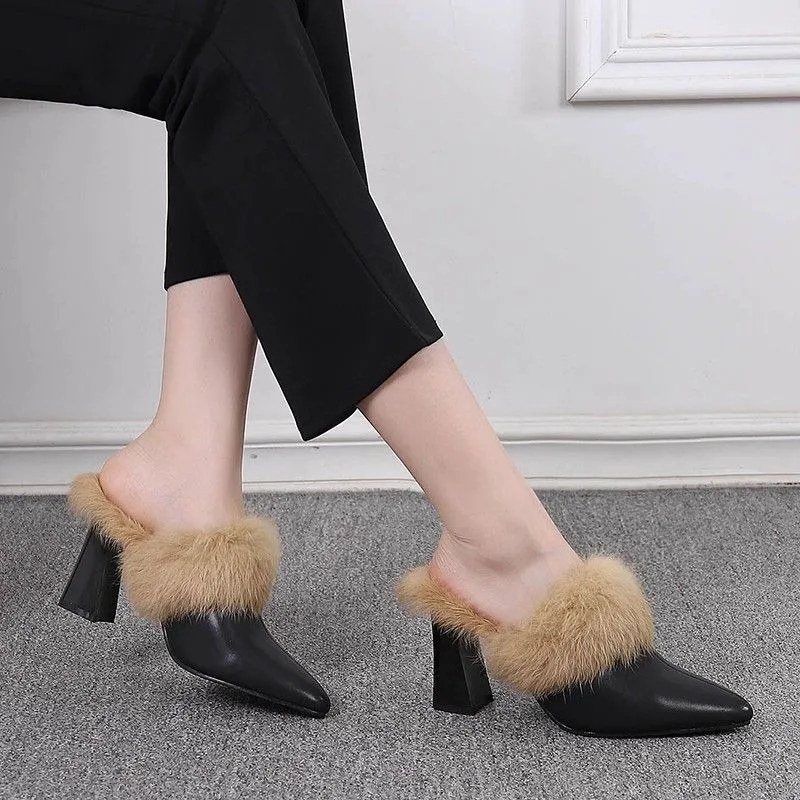 Warm Slippers for External Wear 2026 Autumn and Winter New Temperament, Versatile and Comfortable High Heels