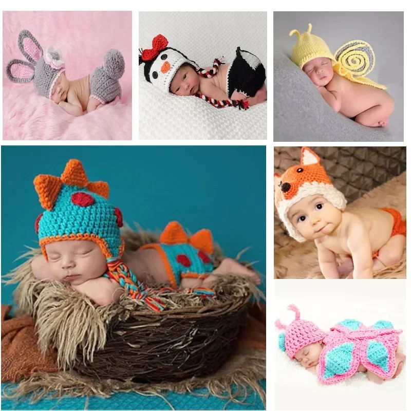 Newborn Photography Props New Born Baby Crochet Knit Costume Accessories Infant Photo Shoot Clothes Newborn Shooting