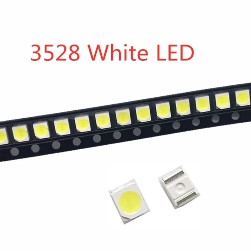 100PCS 3528 WHITE 6-7LM SMD LED  TRUE WHITE 6000-7000K / NATURAL 4000-5000K / WARM 2800-3200K / COOL 9000-13000K 20mA 2.8-3.0V