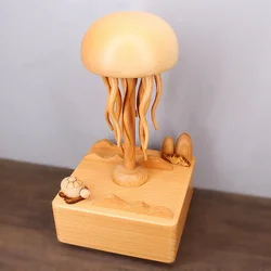 2023 online celebrity Explosions Mechanical Jellyfish Ocean Series Music Box Wooden Jellyfish Live Delivery Jellyfish