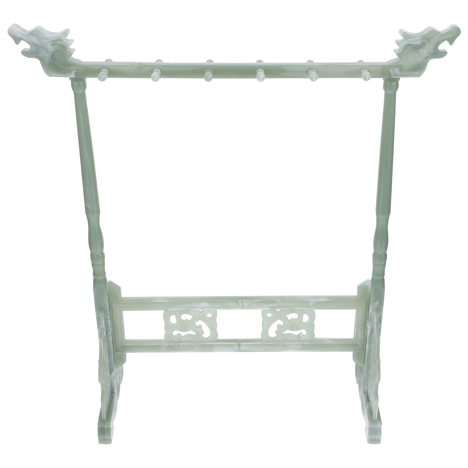 

12 Hooks Calligraphy Brush Holder Plastic Pen Storage Rack Chinese Style Home Office Supply Resin Green Single Wall Mount Dry