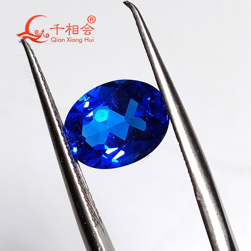 7*9mm 2.36ct  oval Shape Artificial Cobalt Spinel blue color Natural cut incushions gem stone for jewelry making