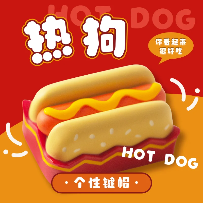 

1.5u Hot Dog Theme Anime Keycap For Mechanical Keyboard Custom Cartoon Cute 3D Resin Cherry R4 Profile Keycap Collectibles Gifts