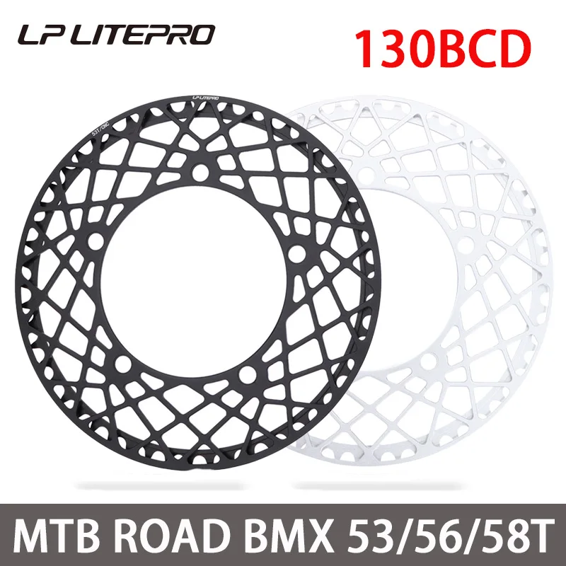 

Велосипедная звездочка Litepro Mtb 130bcd, одинарная звездочка 53t 56t 58t 130 bcd MTB, дорожное велосипедное кольцо, цепное колесо для складного велосипеда