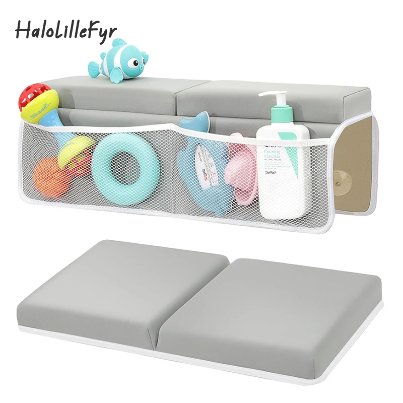 

Comfortable Bath Kneeler and Elbow Rest Pad Set Thick Quick Drying Bathtub Mat with Toy Organizer Pocket for Babies Bathing Time