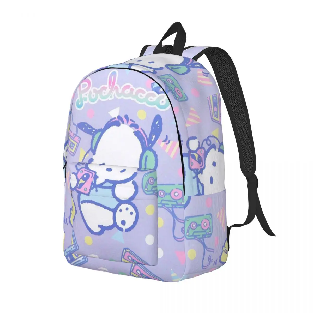 Kawaii Pochacco Casual Backpack with Pocket High School Business Cartoon Dog Daypack for Men Women College Shoulder Bag