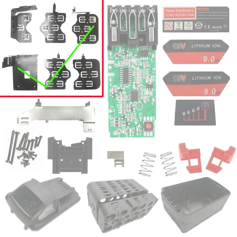 15 × 18650リチウムイオン電池接続ニッケルメッキミルウォーキー18v 9.0Ah M18パック15電池セルボンディング溶接ストリップ