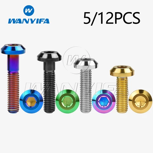 Wanyifa Gr5 pernos de titanio Ti M8x15 20 25 30 35 40mm paso de cabeza hexagonal 1,25mm tornillos para freno de bicicleta motocicleta 5/12 Uds