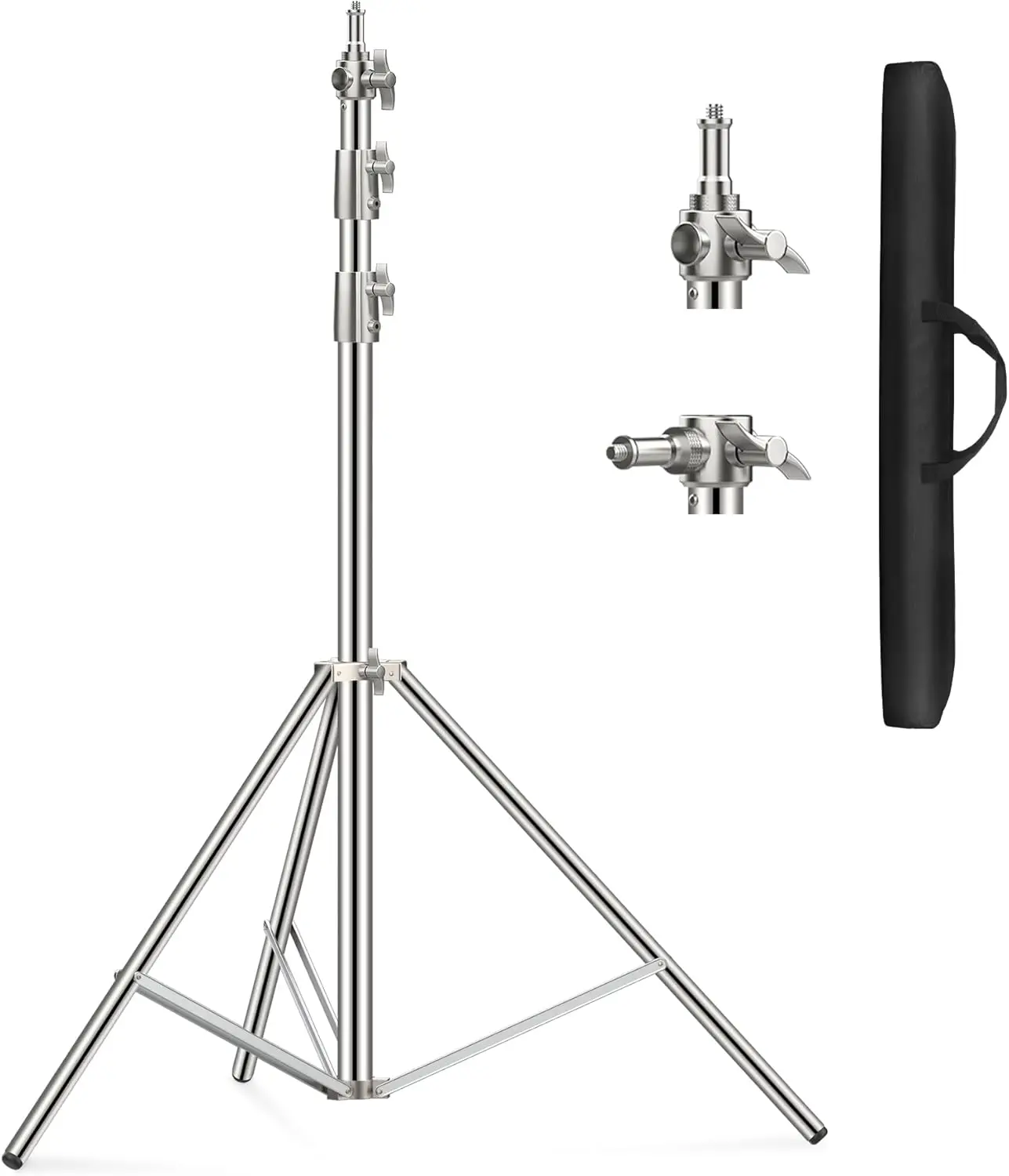 

Штатив для освещения из нержавеющей стали 9,2 фута/110 дюймов, сверхпрочный фотостойка с адаптером для винтов с 1/4 до 3/8 дюйма