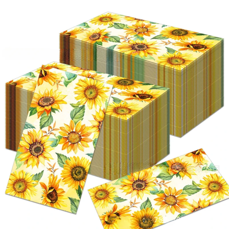 20pcs/Pac 30.2*40.6cm 2-Ply Sunflower Sunflower Long Tissue Paper Party Holiday Disposable Paper Placemat Party Decoration Paper