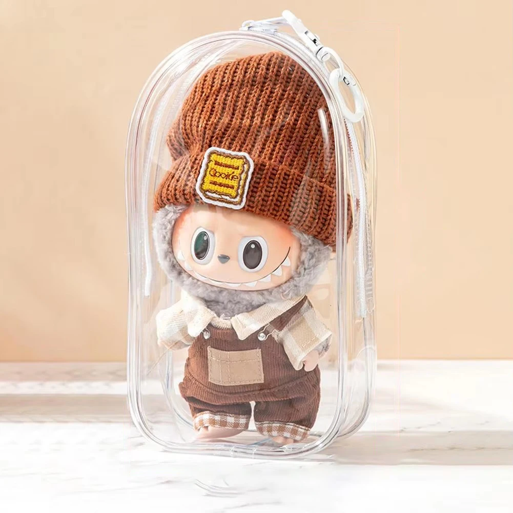 Cute Transparent Popmart Doll Bag Portable Dustproof Doll Carrying Case For Cartoon Figures