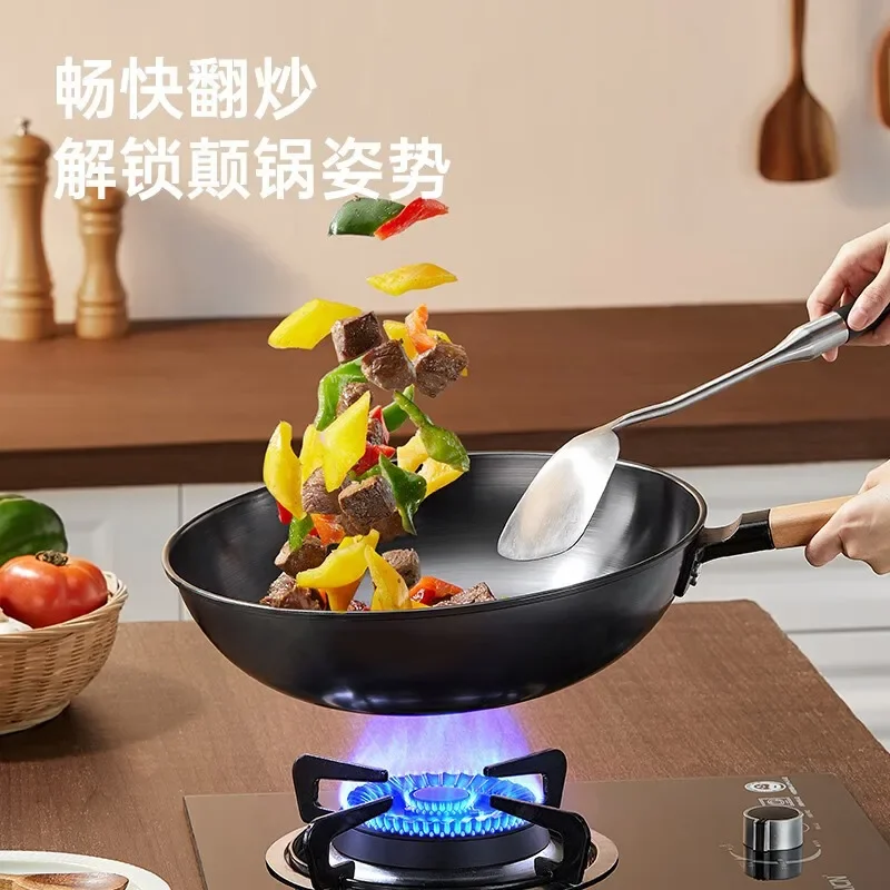 COOKER KING gas stove household multifunctional stir-fry old-style uncoated CG30SW pick up the flavor of iron pot 30CM