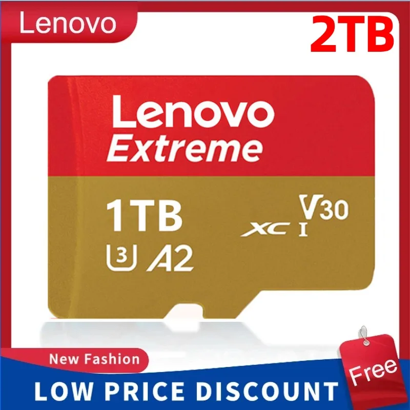 Lenovo-Carte Mémoire Classe 10 UHS-I Micro TF SD Flash Drive Carte 2 To 1 To 512 Go 256 Go Mini SD TF Cartes Haute Vitesse C10 Livraison Gratuite