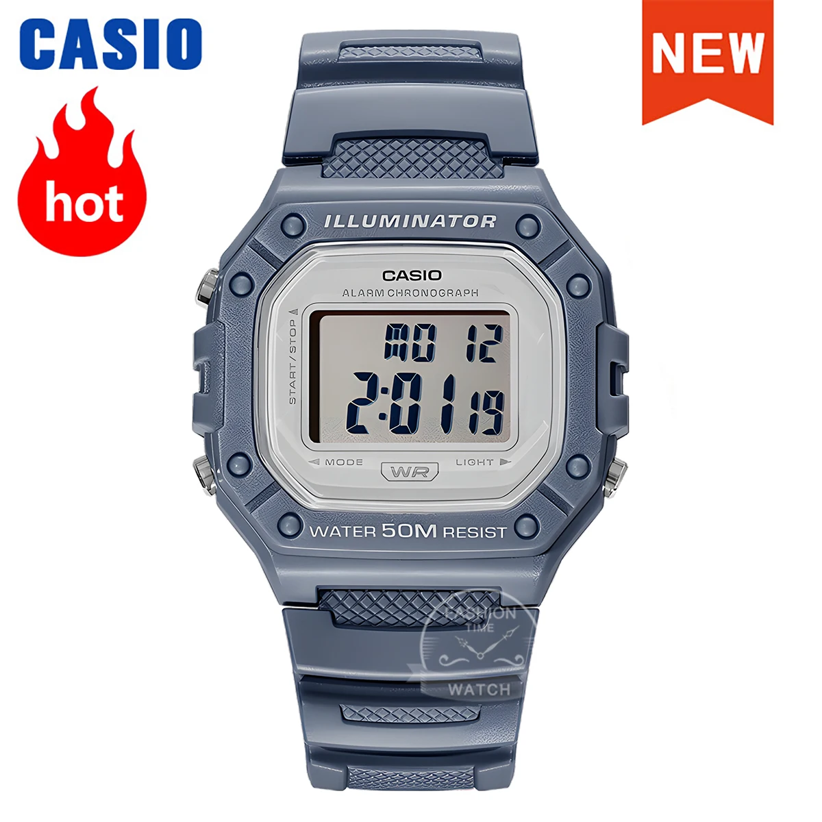 

Часы Casio унисекс, оригинальные спортивные многофункциональные винтажные водонепроницаемые часы W-218HC