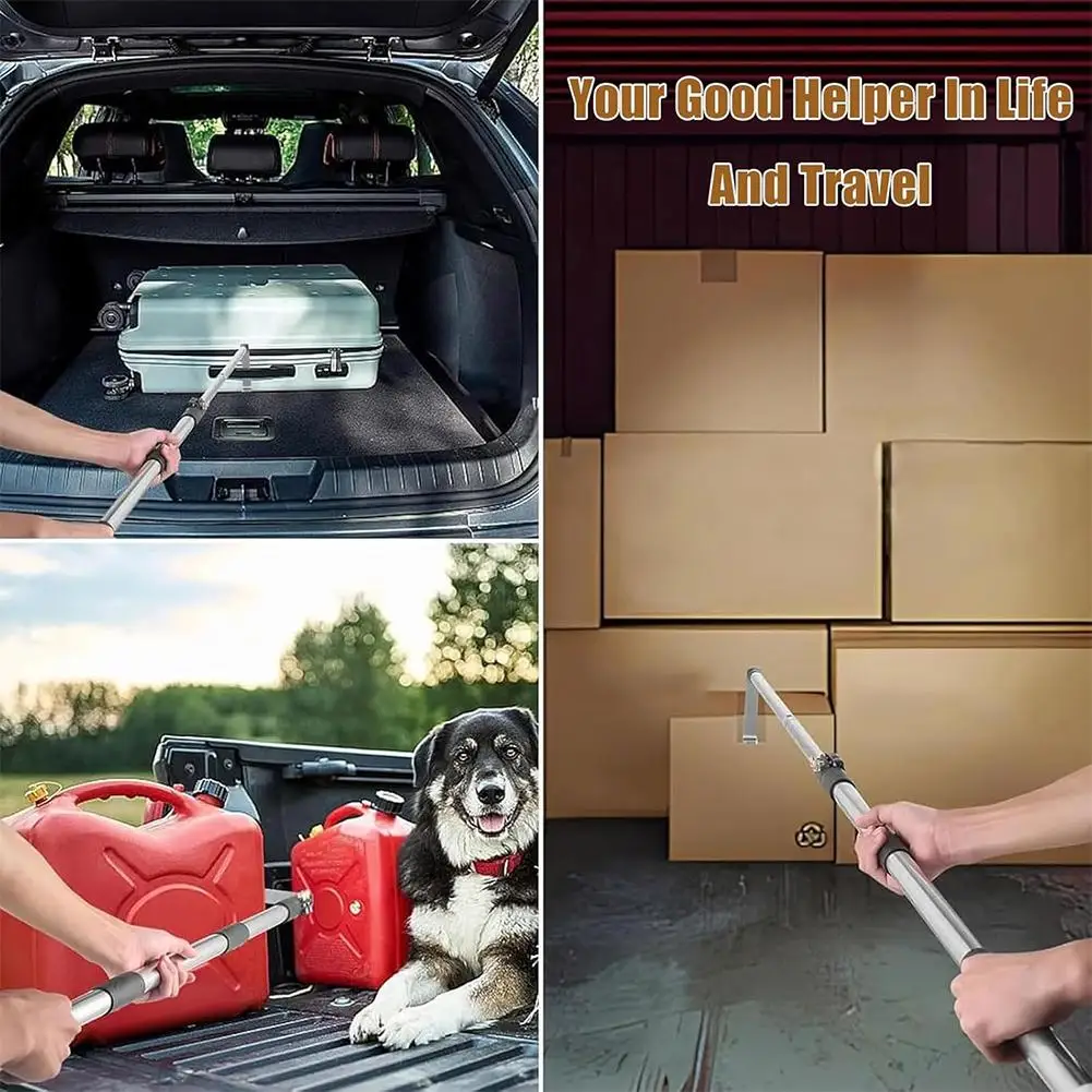 4.92Ft Telescoping Cargo Retriever Hook Pickup Truck Bed Accessory Multifunctional Grabber Reach Tool for Truck Bed Organization