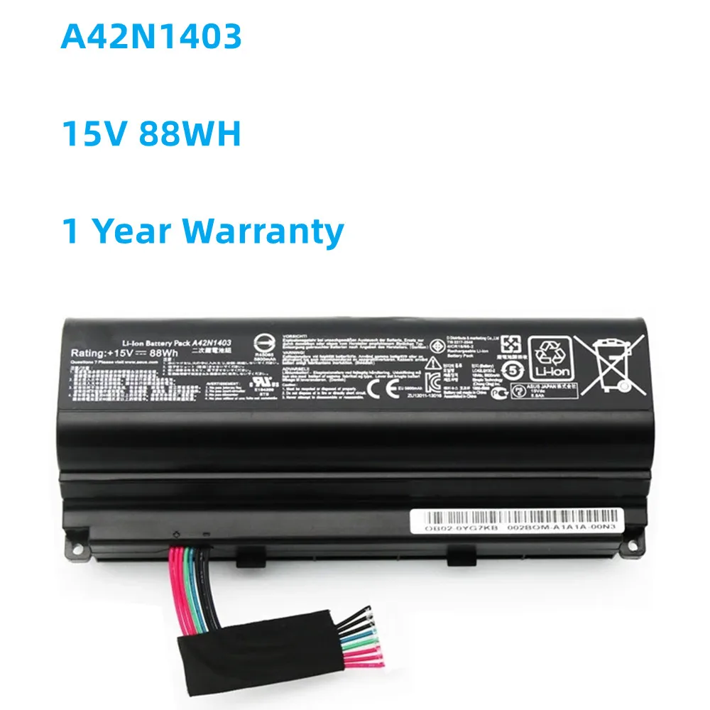 

15V 6000mAh A42N1403 Laptop Battery for ASUS ROG G751 G751JY G751JM G751JT GFX71 GFX71JY GFX71JT A42LM9H A42LM93 88WH A42N1403