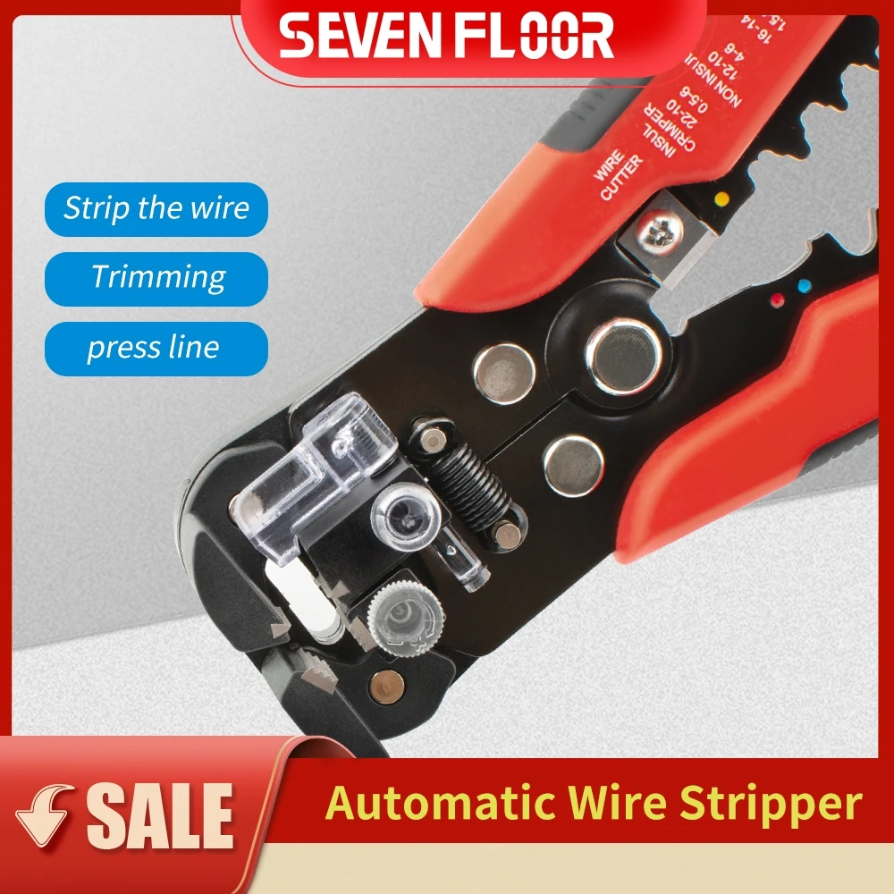 Desencapador de Fios Automático, Cortador e Crimpador Profissional 3 em 1, Ferramenta Elétrica para Eletricistas, Alicate de Desencapar e Crimpar Cabos 24-10AWG