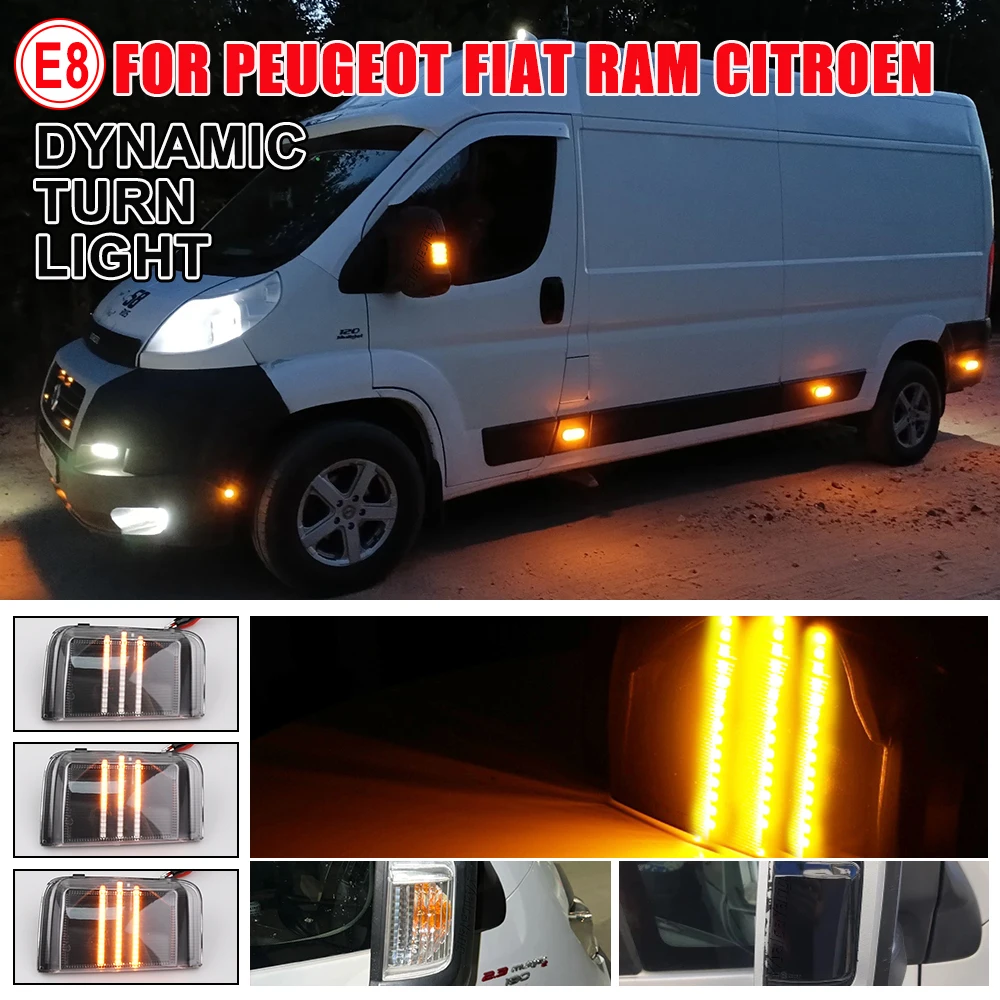 2 Stück für Peugeot Boxer, für Citroen Jumper, RELAY LKW, Auto LED Dynamischer Blinker Spiegellicht für RAM PROMASTER, für Fiat Ducato – Detail 5
