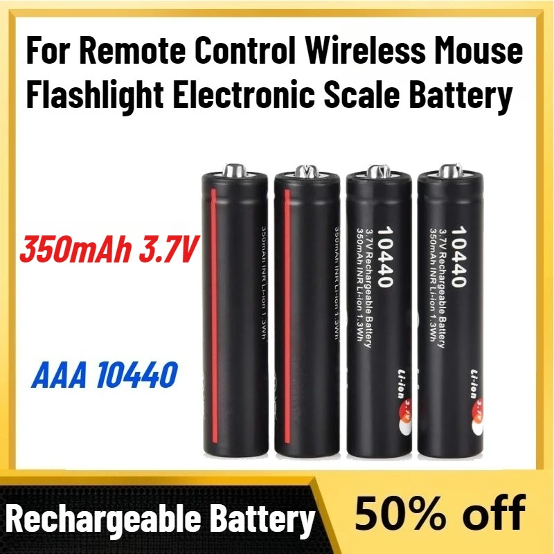 

New 350mAh 3.7V AAA 10440 Lithium Rechargeable Battery for Remote Control Wireless Mouse Flashlight Electronic Scale Battery
