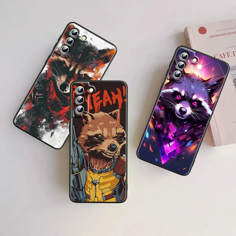 Rocket Raccoon Marvel Fashion For Samsung Galaxy S24 S23 S22 S21 S20 FE S10 S10E Plus Ultra Pro Lite 5G Black Cover Phone Case