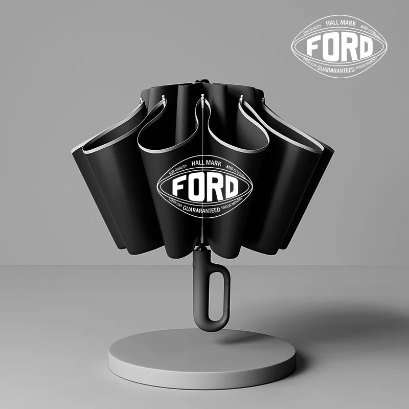 

Car Umbrella For Ford 1907 LOGO Car-mounted Fully Automatic Folding Umbrella Rain And Sun Protection Buckle Handle Unisex