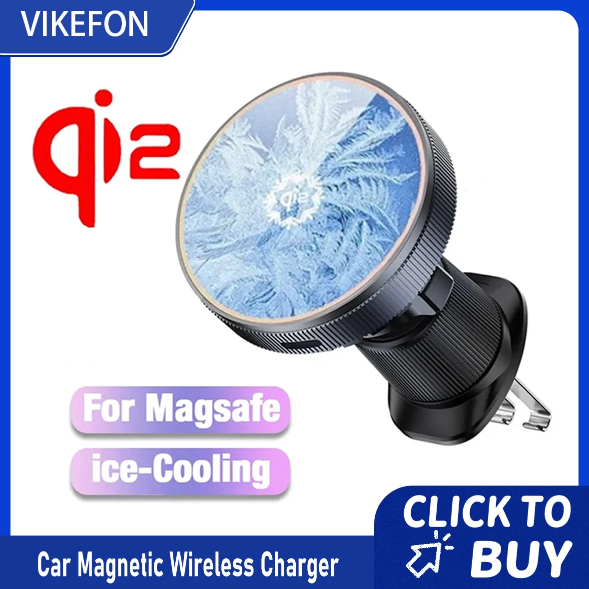 

15W qi2 Car GPS Magnetic Wireless Charger Cooling Phone Holder For Magsafe iPhone 16 15 14 13 12 Pro Max Fast Charging Station