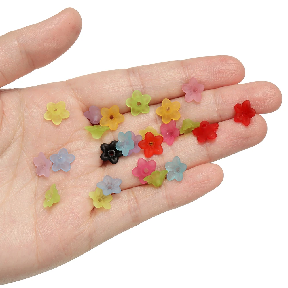 50-10pcs/bag Acrylic Frosted Small Flower Petal Beads Caps Loose Spacer Beads For DIY Necklace Bracelet Making Accessories