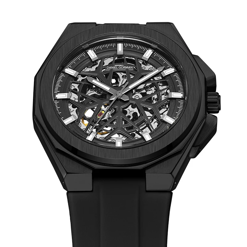 ساعة هيكل عظمي مقاومة للماء 5ATM مع ساعة يد أوتوماتيكية من الفولاذ المقاوم للصدأ مضيئة بحزام من السيليكون ساعات الزوجين من المصنع مباشرة #6