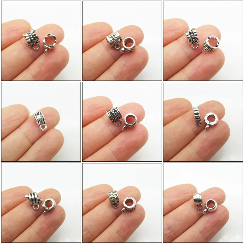 New Antiqued Silver Plated Flower Smooth Surround Charms Bail Connectors For Gifts Jewelry