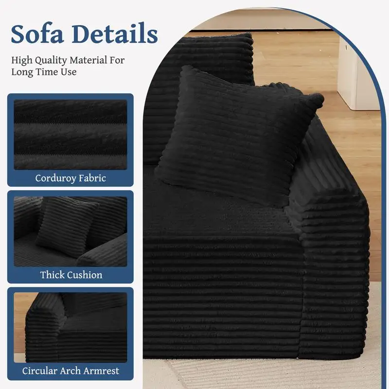 طقم أريكة مقطعية سروال قصير - صالة تشيس ضغط كاملة مع مساند للذراعين مقوسة، قاعدة غير قابلة للانزلاق، 3 وسائد خلفية و2