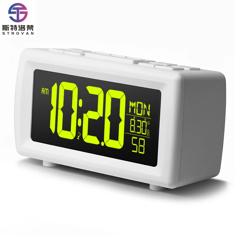 

Modern FM Radio Alarm Clock Intelligent Date Week Display Electronic Clock Radio Alarm Clock