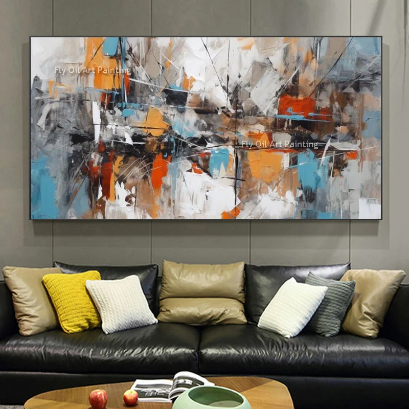 

Modern Cityscape Handmade colorful Abstract Style Thick Oil Painting On Canvas For Home Decorative Wall Art