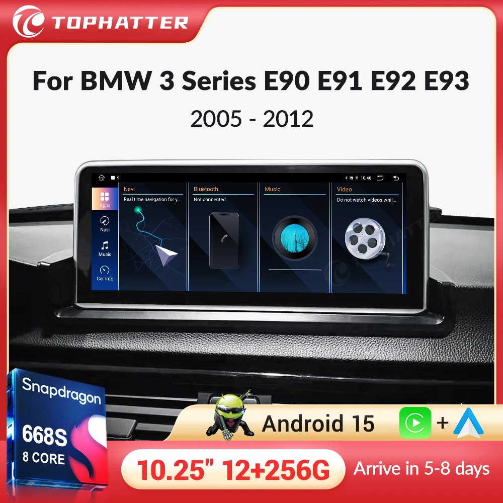 

GPS Navi 8 Core Android 15 For BMW 3 Series E90 E91 E92 E93 2005-2012 Car Radio Multimedia Player Wireless CarPlay All-in-one