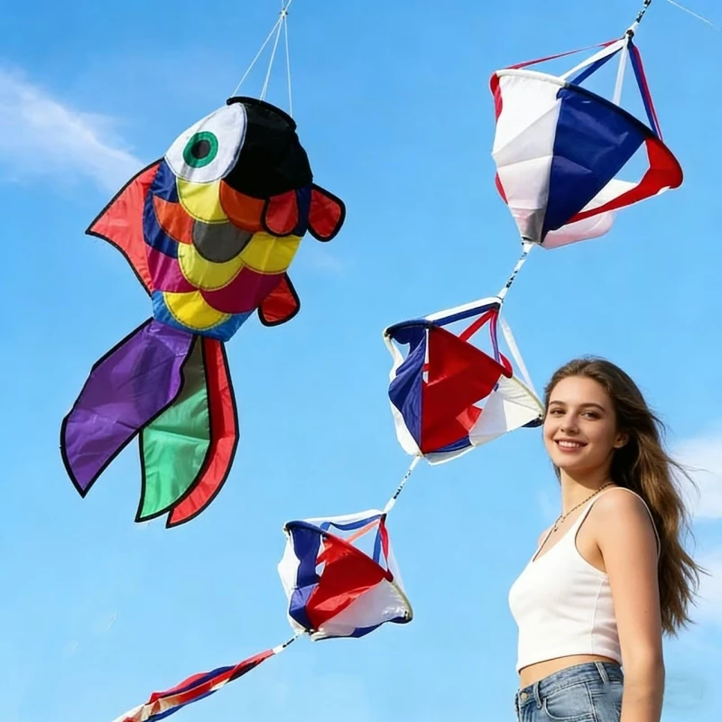 Grandes pipas, mangas de vento, cometas de vento de tecido de nylon, pipas de brinquedo, com cauda para vento, pipas arco-íris coloridas, para windsurf, para parapente, para parapente de asa fixa.