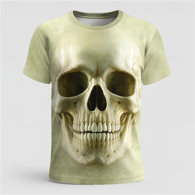 

2025 New Men's Gothic Skull 3D Printed Short-sleeved Fashionable Individual and Comfortable T-shirt Large-sized Home T-shirt