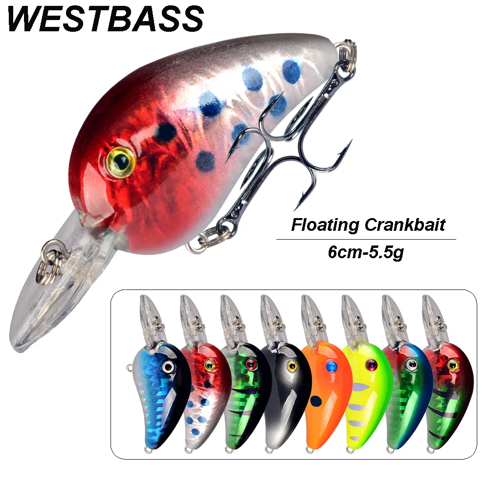 WESTBASS 1PX Micro Crankbaits 6cm-5.5g Noisy Fishing Lures Floating Hard Baits Wobblers Topwater Swimbait leurre cebo Isca Pesca