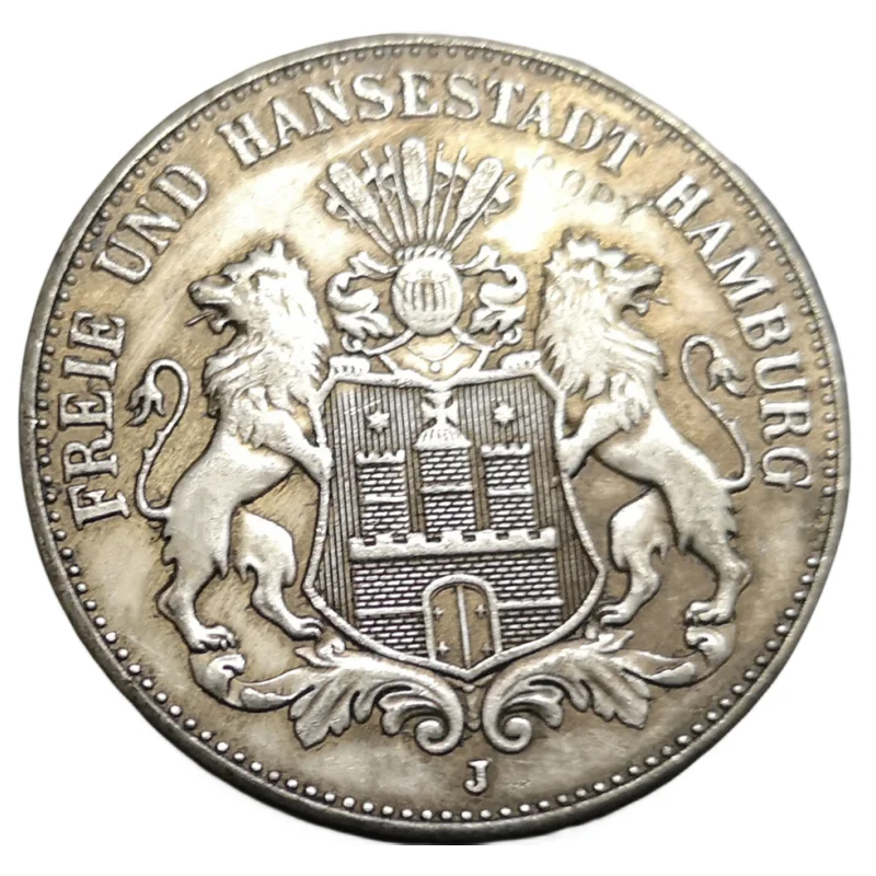 1912 Free Hanseatic city of Hamburg 3 Mark Silver Plated Copy Coin