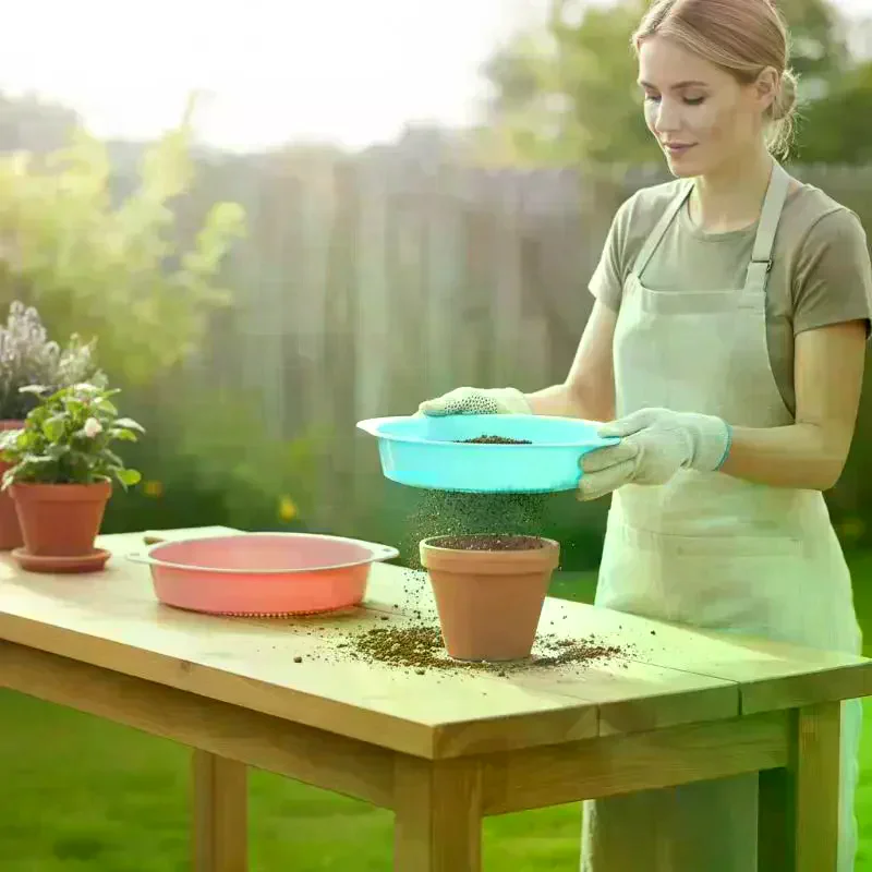 Garden Square Hole Soil Sieve Sifter Round Sifting Strainer Sand Screen Filter Compost Home Gardening Filter Soil And Stone Tool