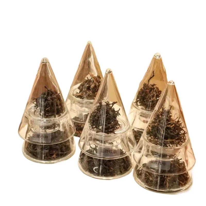 New Chinese Style Borosilicate Glass Tea Cone Transparent Sealed Tea Storage Jar Home Teahouse Display Container