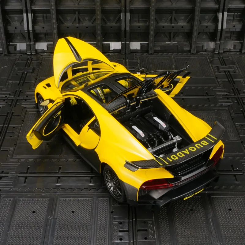 Modelo de coche de carreras de aleación Bugatti Camron 1:18, colección de accesorios de coche, puertas y capó de motor, maletero se puede abrir para niños