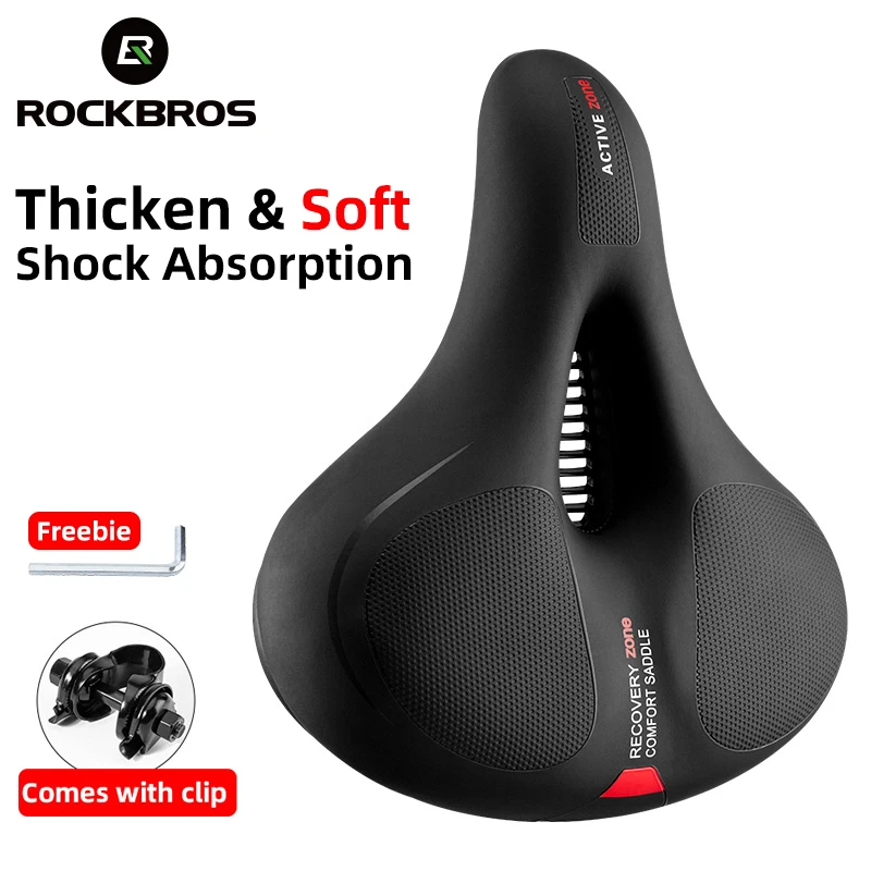 ROCKBROS Road Bike Saddle Rainproof PU Surface Soft Memory Foam Shockproof Bike Seat Round Streamlined Reflective MTB Saddle