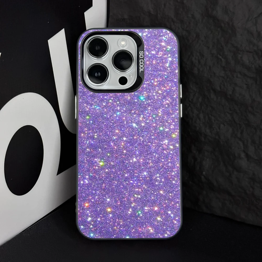 Pink Glitter Pattern Phone Case IMD Color Silver Shell For IPhone 16 15 14 13 12 Pro Max Plus