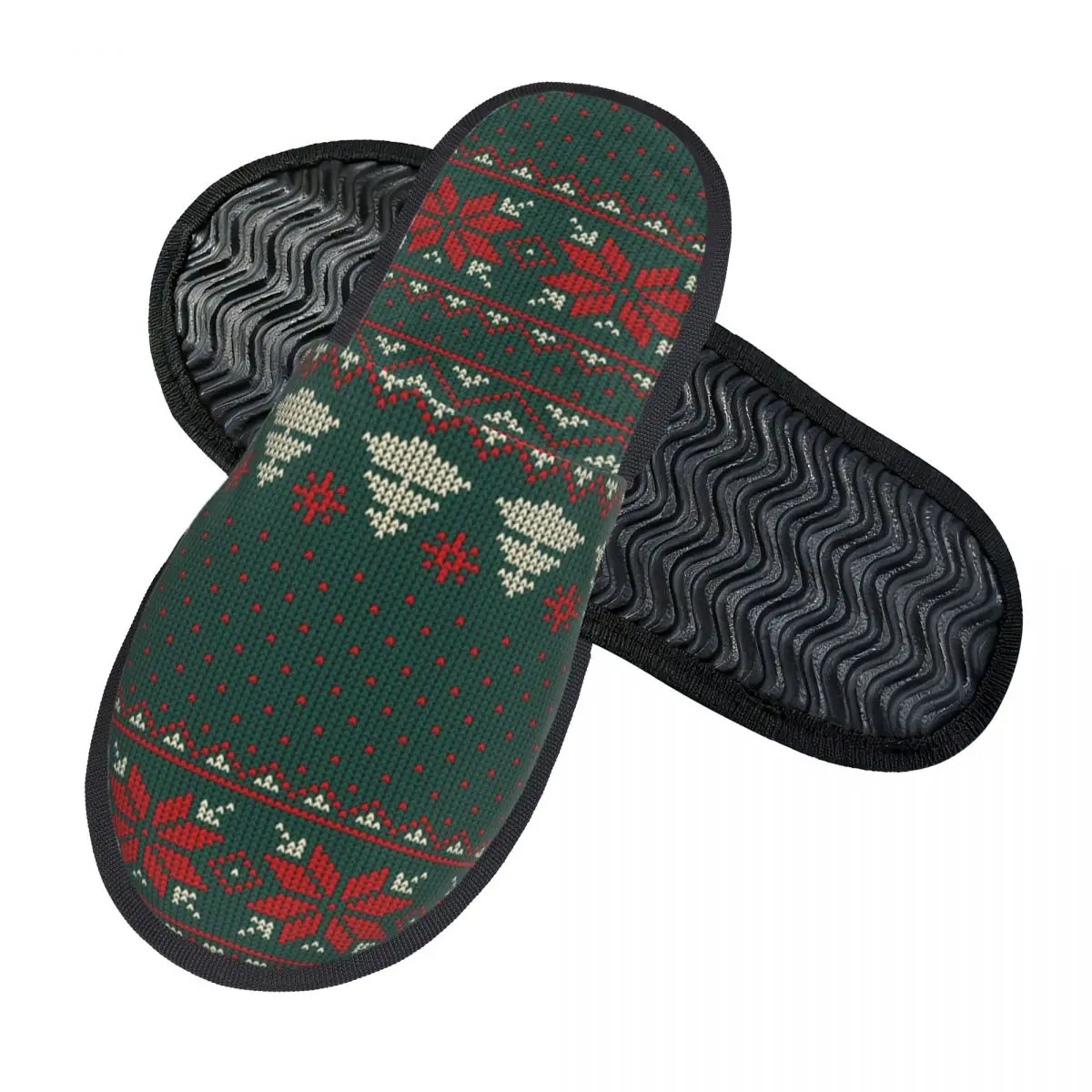 Christmas Santa Claus Xmas House Slippers Non Slip Cozy Household Fur Slides Slippers Indoor