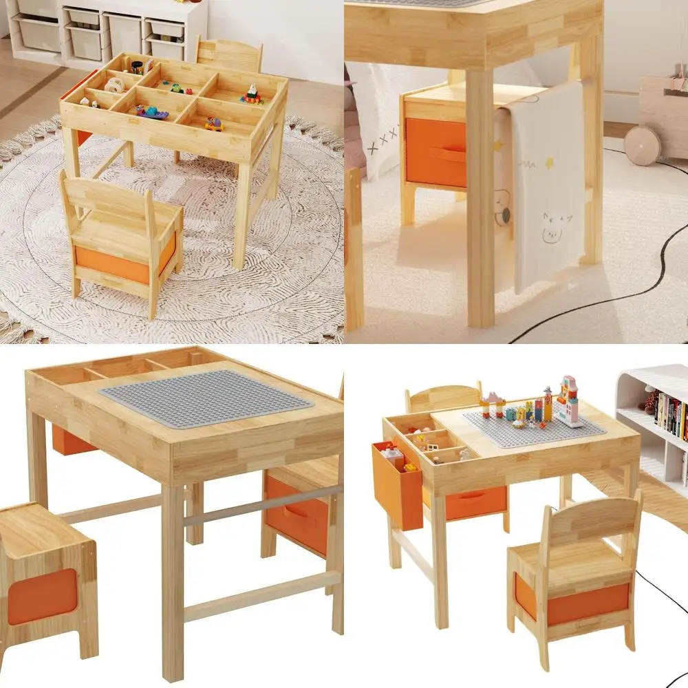 

Деревянный детский художественный стол 3-в-1 со складками и съемными блоками, естественная отделка, подходит для мальчиков и девочек