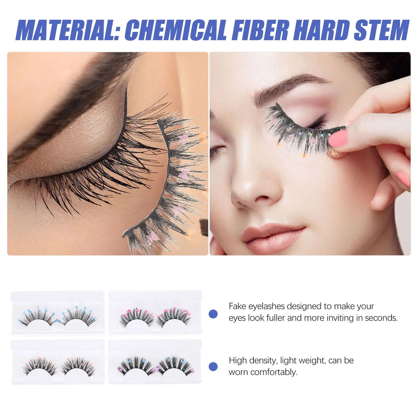 Ciglia glitterate Ciglia finte Ciglia colorate lunghe impermeabili Cosplay Estensioni ciglia glitterate Stile farfalla Falso