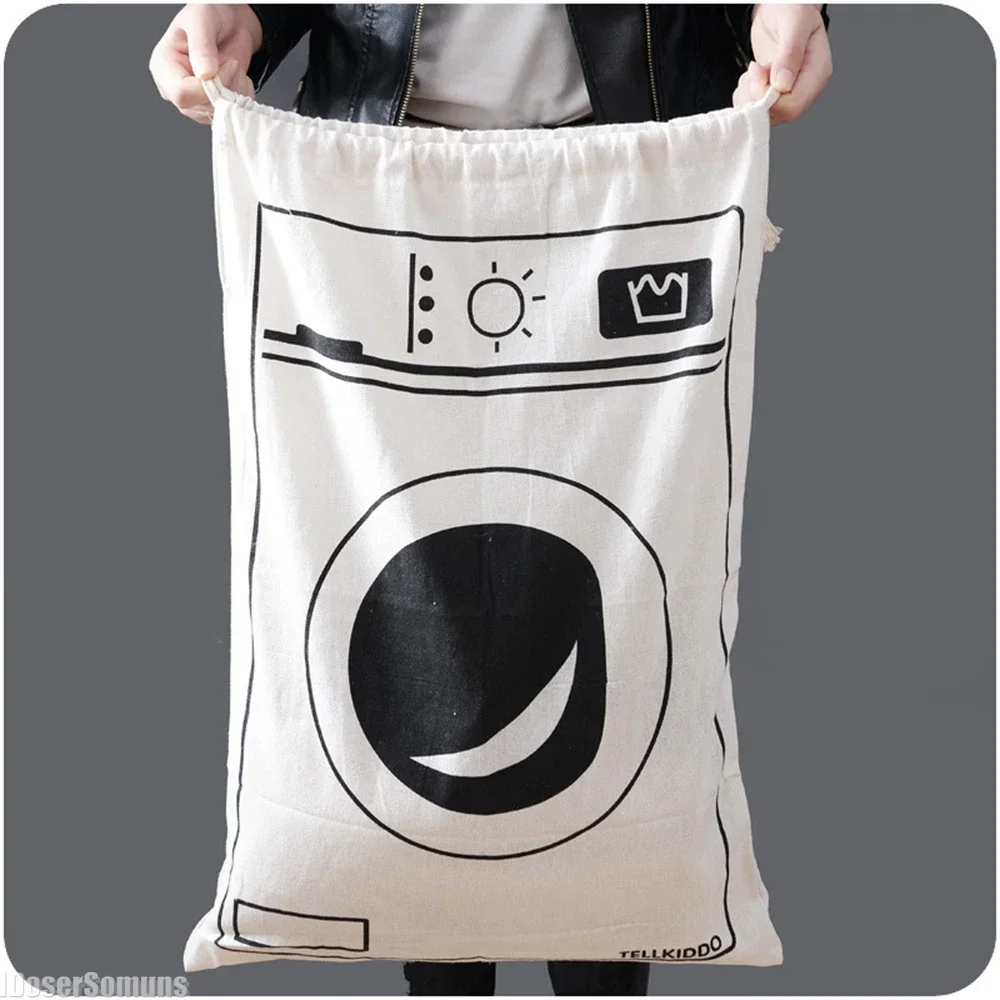 

Laundry Bag Clothes Toys Storage Bag Large Cotton and Linen Printing Fabric Drawstring Duffle Bag Dirty Clothes Organizer Bags