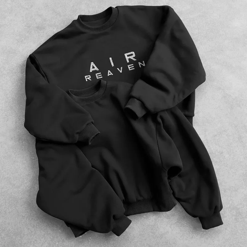 

Reaven Black Air Reaven Crewneck sweater Y2K fashionable Digital printed cracked letter men women pullovers oversized casualwear