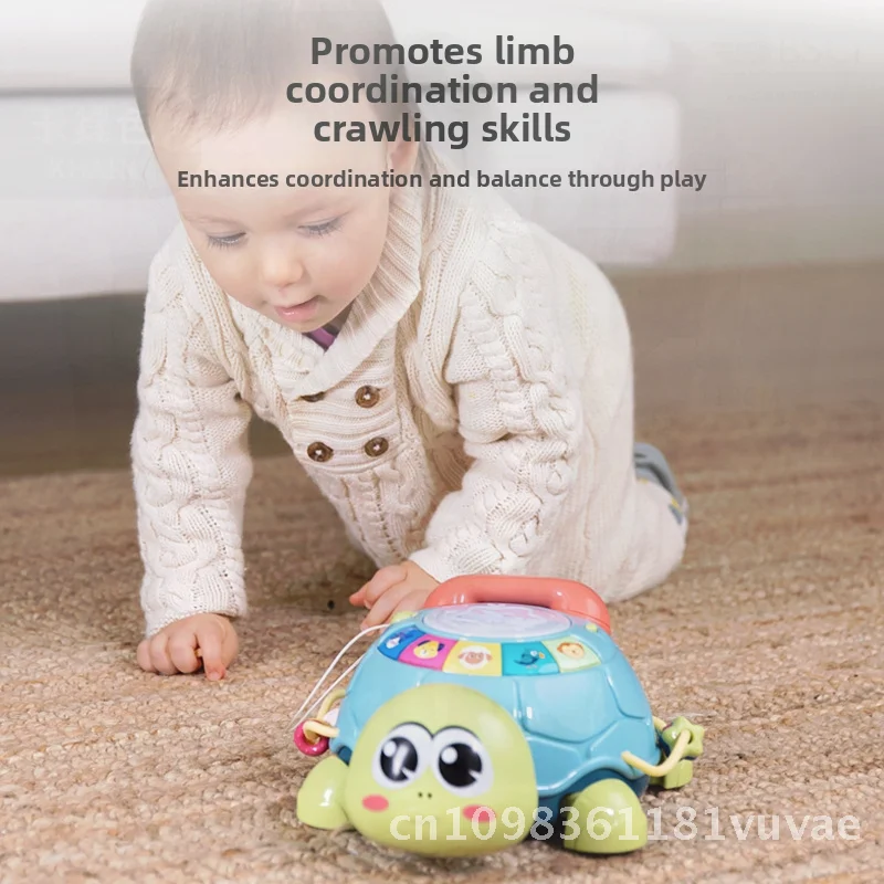 Musique pour enfants éducation précoce histoire Machine amusant ramper tortue téléphone perlé bébé jouet main tambour jouet pour bébé 0-3 ans