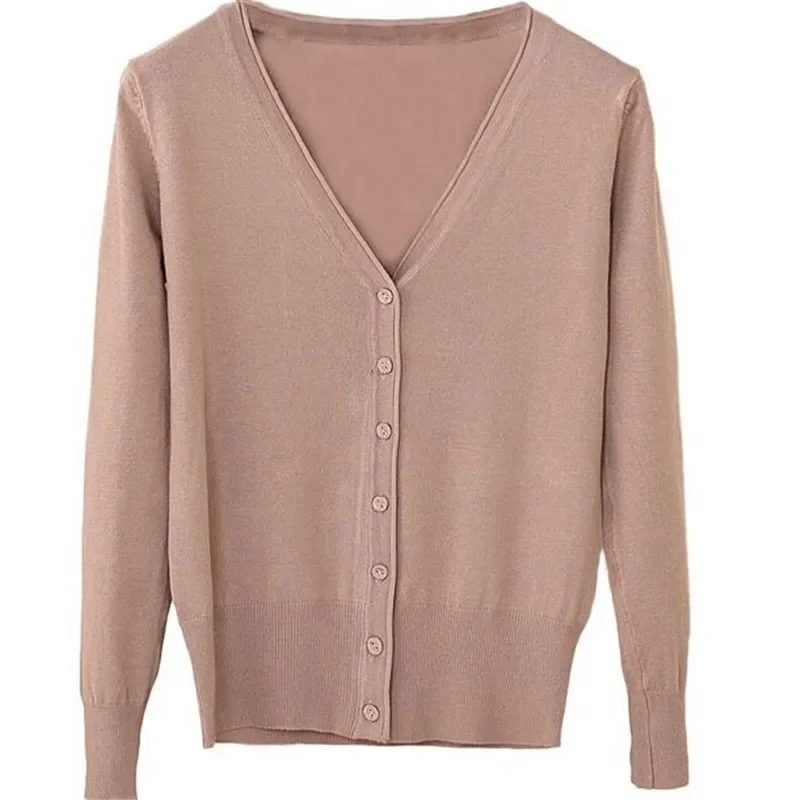 

2024 Spring Cardigan Women Korean V Neck Knitted Cardigan Feminino Ladies Long Sleeve Loose Buttons Cardigan Thin Coat ZY3603