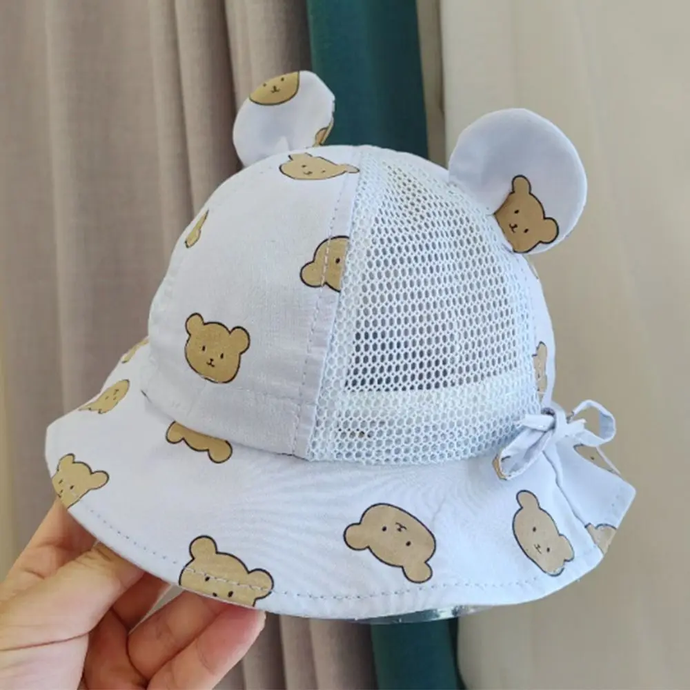 Cartoon Bear Baby Bucket Caps for Boy Girl Cute Animal Printing Infant Fisherman Hat Summer Toddler Panama Sun Cap